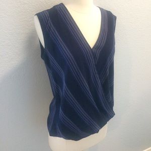 SALE Ann Taylor blue striped blouse petite Small